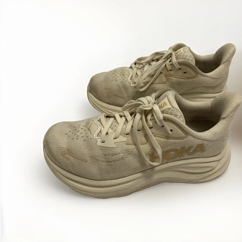 Hoka Clifton Women's Running Shoes Size 6D Wide Cream Vanilla Birch Walking